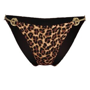PINK Victoria's Secret Leopard Bikini Bottom with Gold Chain